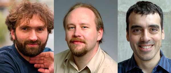 EECS faculty selected as 2012 Faculty Research Innovation Fellows are (left to right) Fredo Durand, Piotr Indyk and Pablo Parrilo.