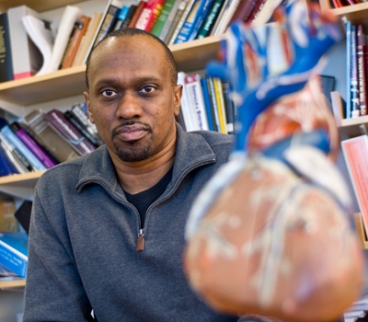 MIT associate professor Collin Stultz, a cardiologist and biomedical engineer, studies the structure of collagen. Photo: Patrick Gillooly