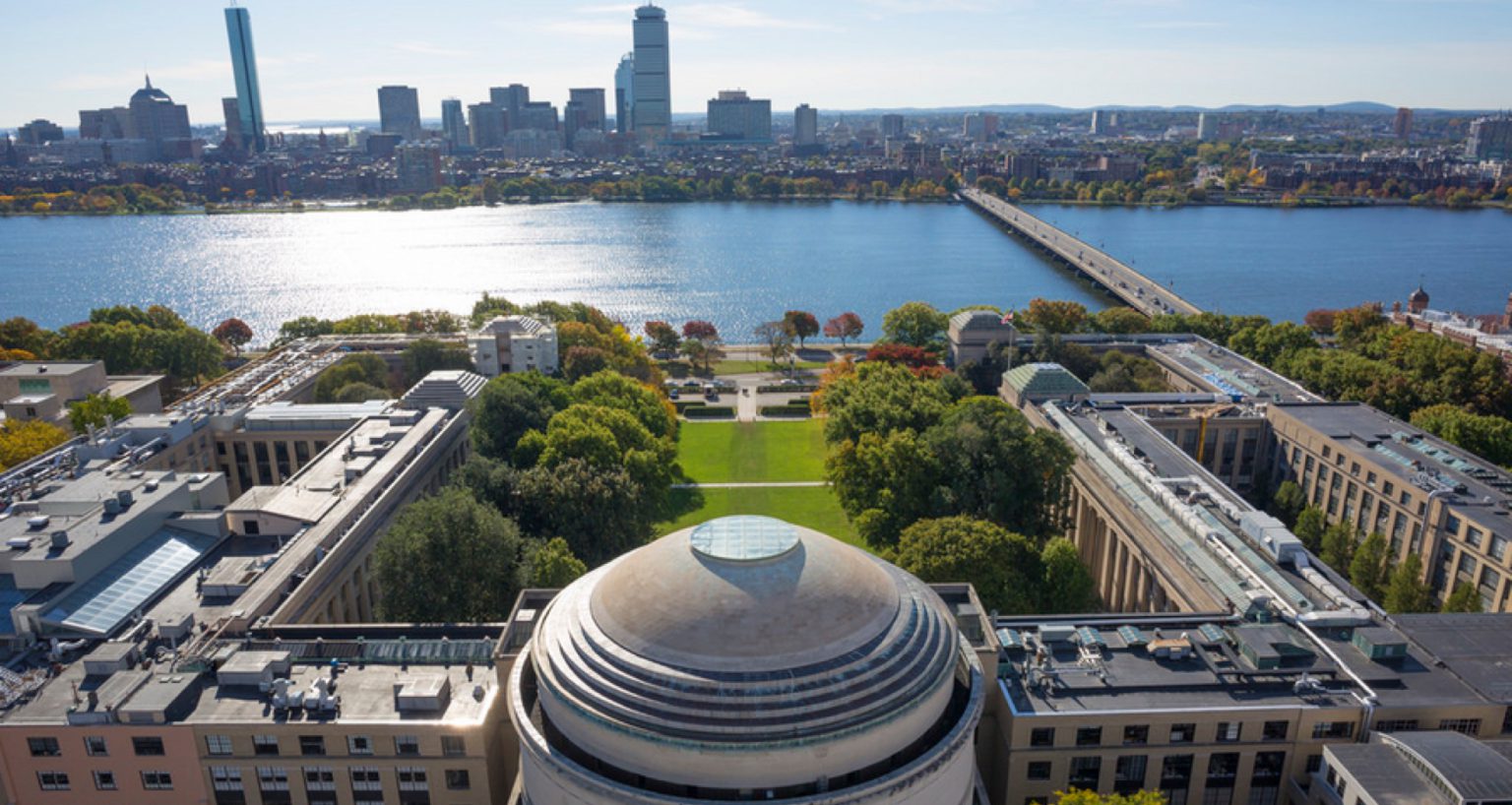 Picture above the MIT rotunda with a view out to the Charles River