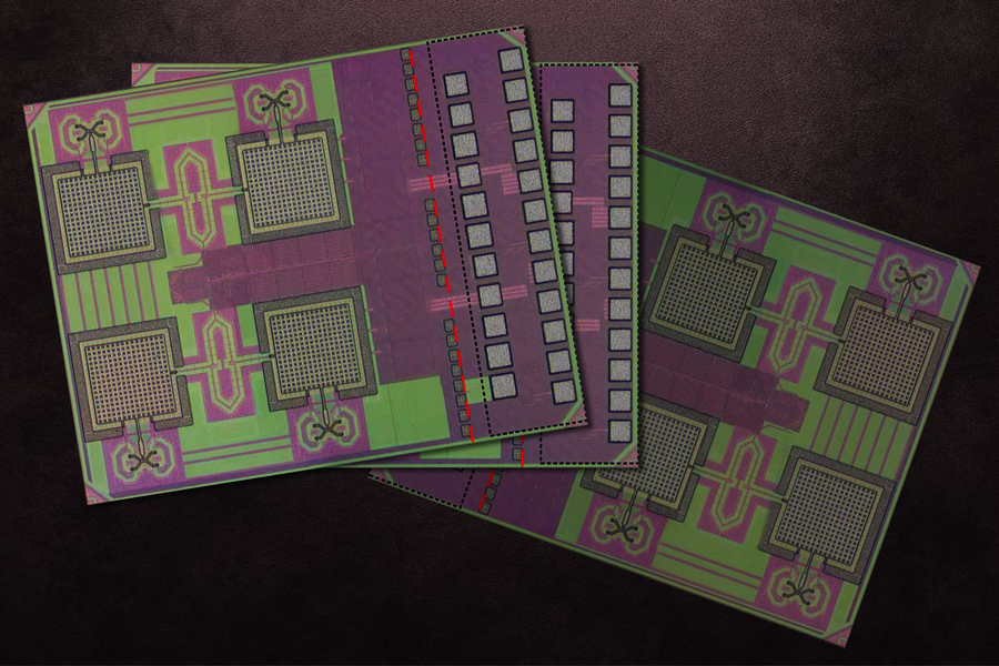 This image shows the CMOS THz-ID chip. The chip is a collaboration between Profs. Ruonan Han and Anantha P. Chandrakasan.