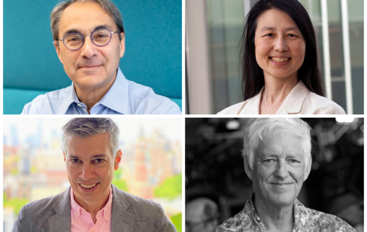 Top row, left to right: Alfred Spector, Jeannette Wing Bottom row, left to right: Chris Wiggins, Peter Norvig