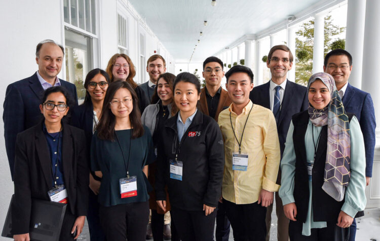 2023 marked the 19th year for the student-led Microsystems Annual Research Conference. Pictured is the 2023 graduate student committee with faculty leads. Front row, left to right: co-chairs Maitreyi Ashok and Jennifer Wang, Duhan Zhang, Matthew Yeung, and Aya Amer. Back row, left to right: MIT.nano Director Vladimir Bulović, Mansi Joisher, Beth Whittier, Will Banner, Adina Bechhofer, Kaidong Peng, MTL Director Tomás Palacios, and Jaidi Zhu. Not pictured: Patricia Jastrzebska-Perfect, Milica Notaros, Narumi Wong, and Abigail Zhien Wang.